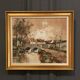 Oil on canvas cottages at the water's edge by Claude Mourier 1980
