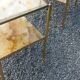 Pair of neoclassical side tables in bronze, brass, marble, and o.