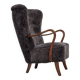1960s, Danish armchair, reupholstered, genuine sheepskin.