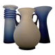 Trio of vintage glass paste vases from the 70s