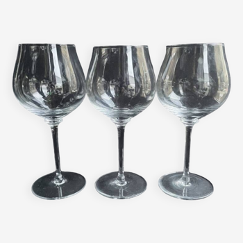 3 Large wine glasses – Cristalleries Royales de Champagne (Bayel)