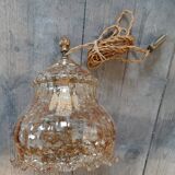 Glass and brass pendant light, vintage, 1960s