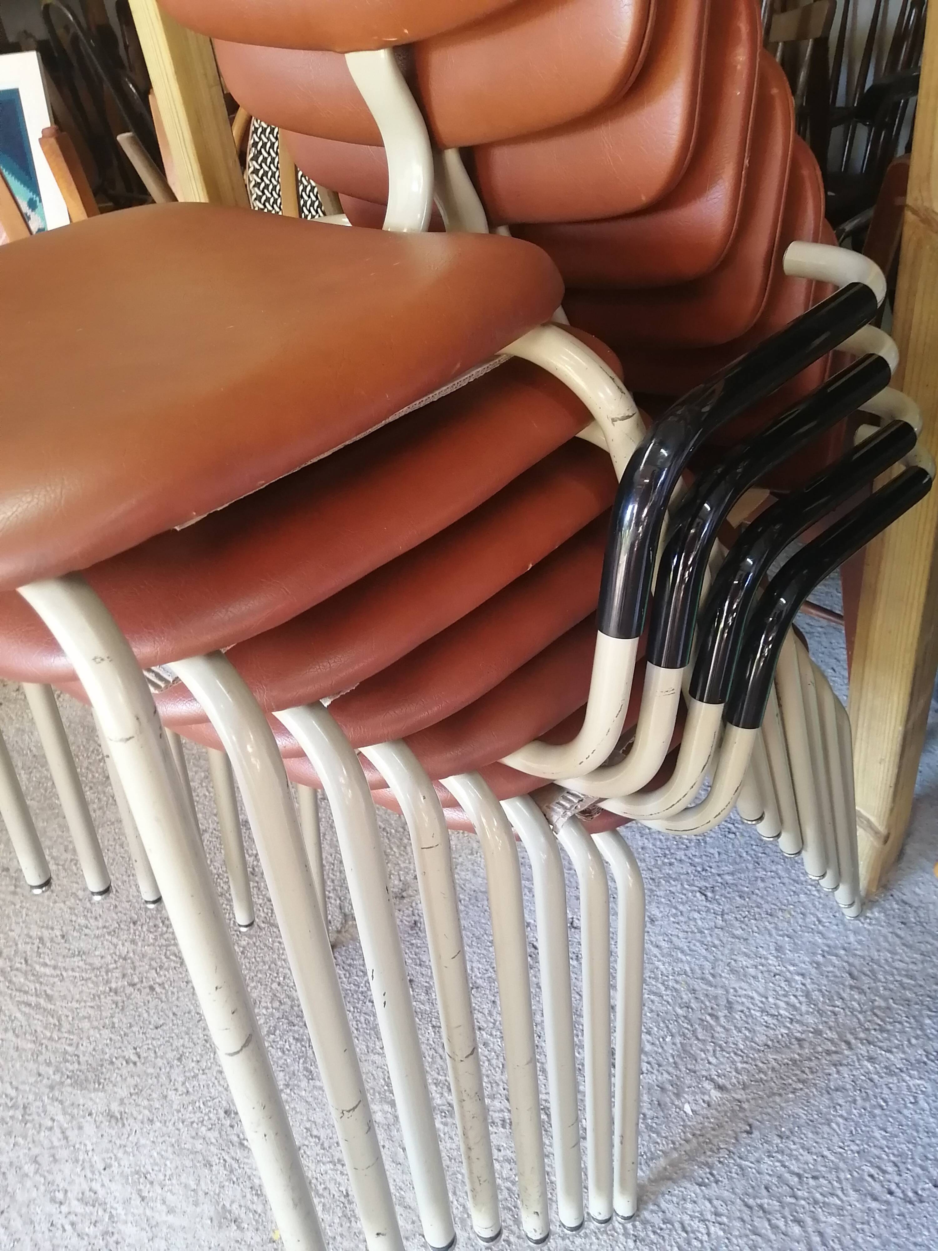 Set of 8 armchairs and chairs 420-44 Strafor-Steelcase