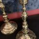 Pair of candlesticks or torches - gilded bronze.