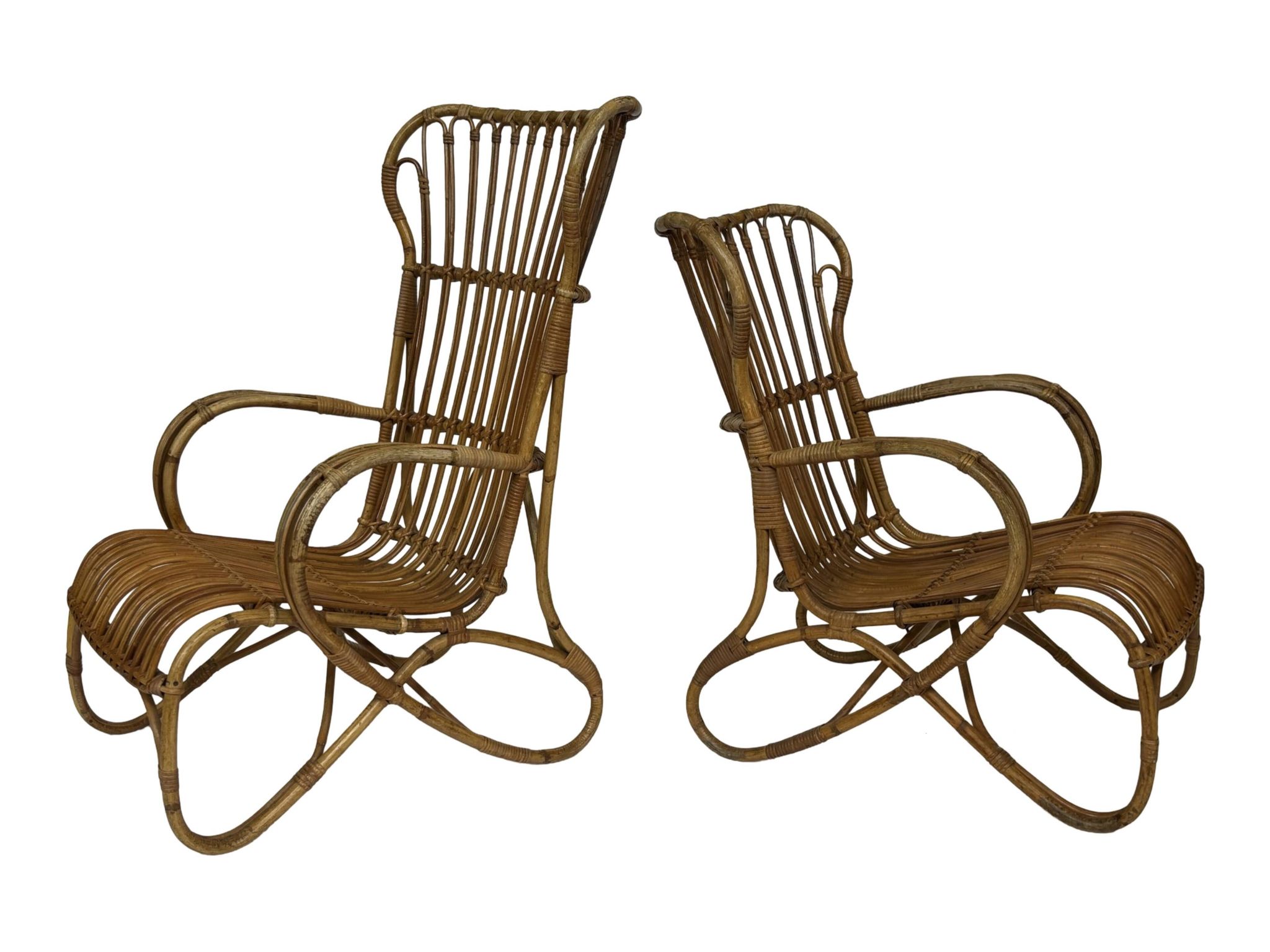 Set of two Belse 8 model Rattan chairs by Dirk van Sliedregt Rohe Noordwolde 1960