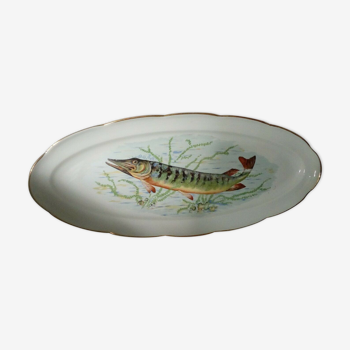 Plat a poisson en porcelaine de vierzon esturgeons