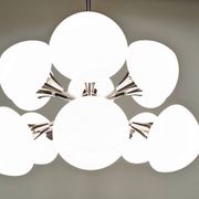 Sputnik chandelier with 12 frosted glass lights, Italy circa 1970.