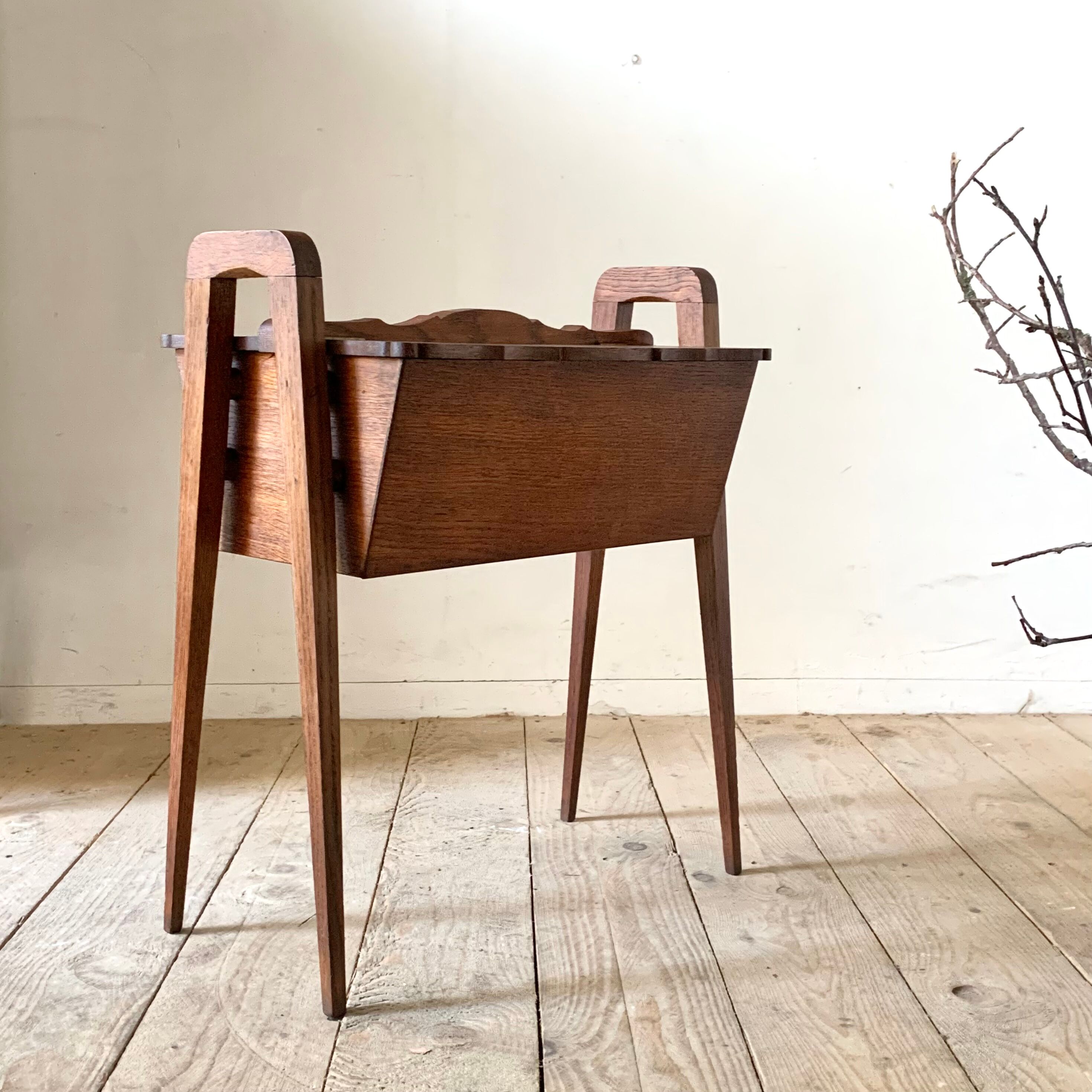 Sewing box vintage solid oak worker