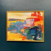 Original Oil on Canvas – “Abstract” by Ubaid Syed – Signed – Vintage & Framed – 53 × 43 cm (20.9" × 16.9")