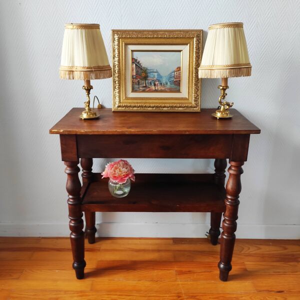 Console ancienne noyer massif desserte