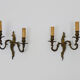 Old pair of bronze wall lamps, with 2 candles. Year 50 60