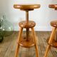 pair of adjustable architect stools pine style 60s