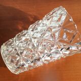 Thick glass vase geometric facet - vintage