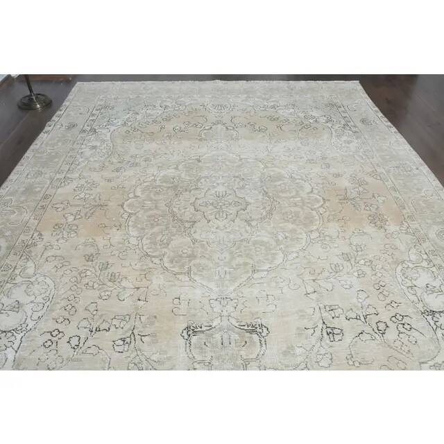 1970s Vintage Persian Handmade Wool Cotton Orange Area Rug 246x345