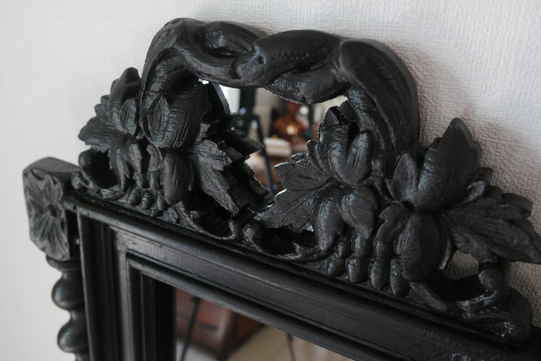 Mirror Louis XIII black wood 38 X 60