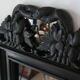 Miroir Louis XIII bois noir 38 X 60