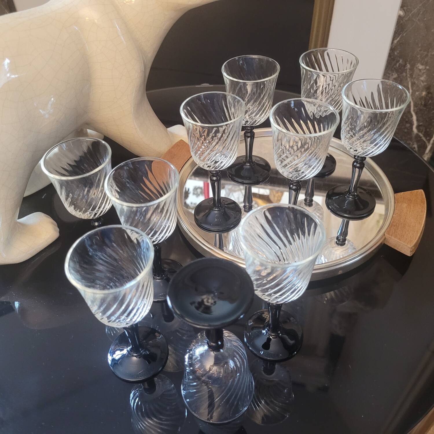 70s twisted stemmed glasses