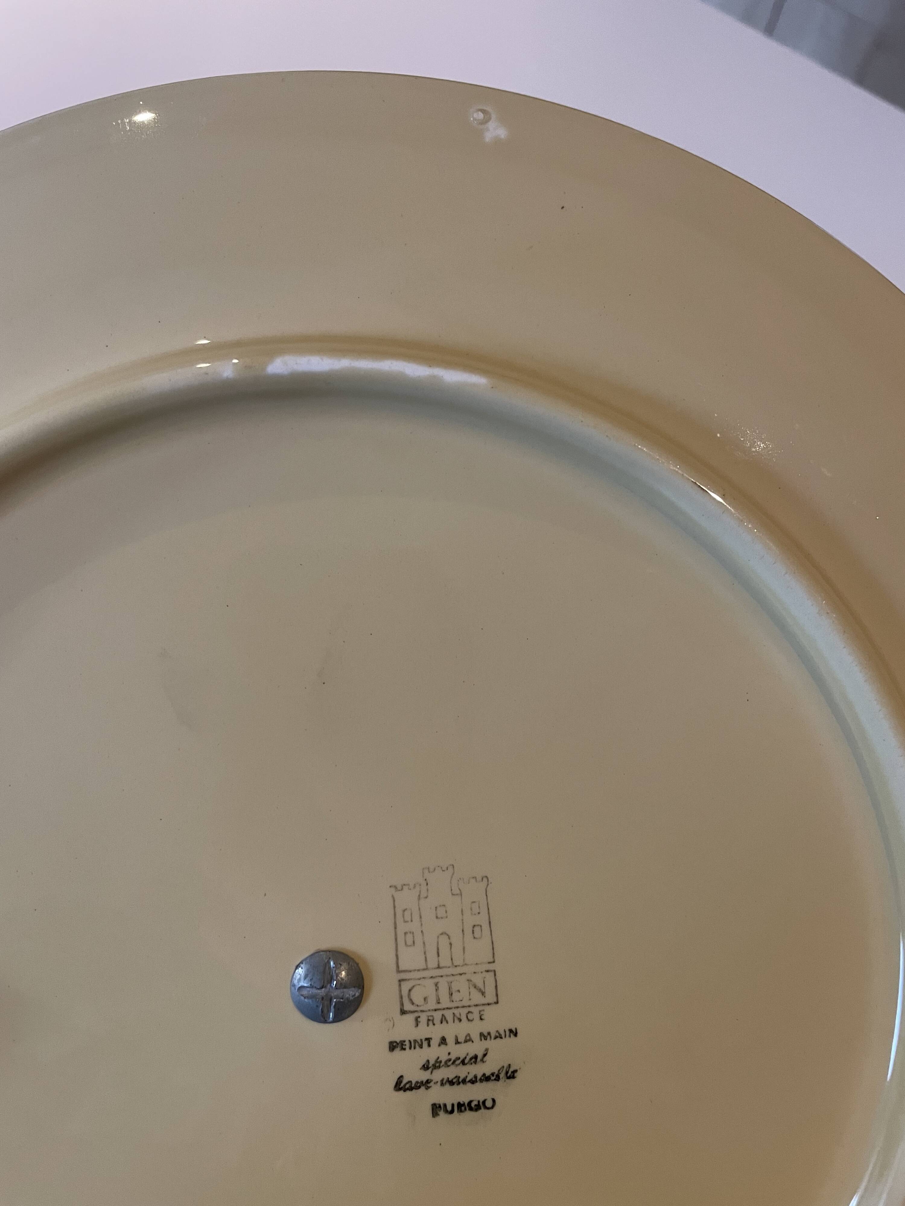 Gien France Cheese Board Orange Green Flower