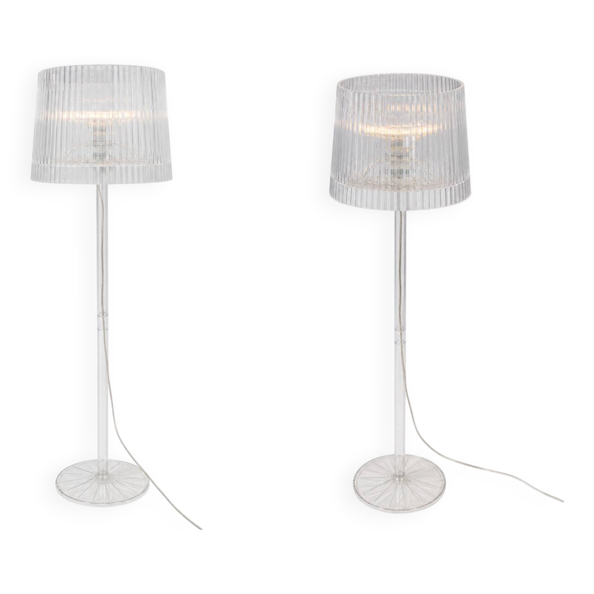 Transparent designer floor lamp – Kartell style – pleated lampshade