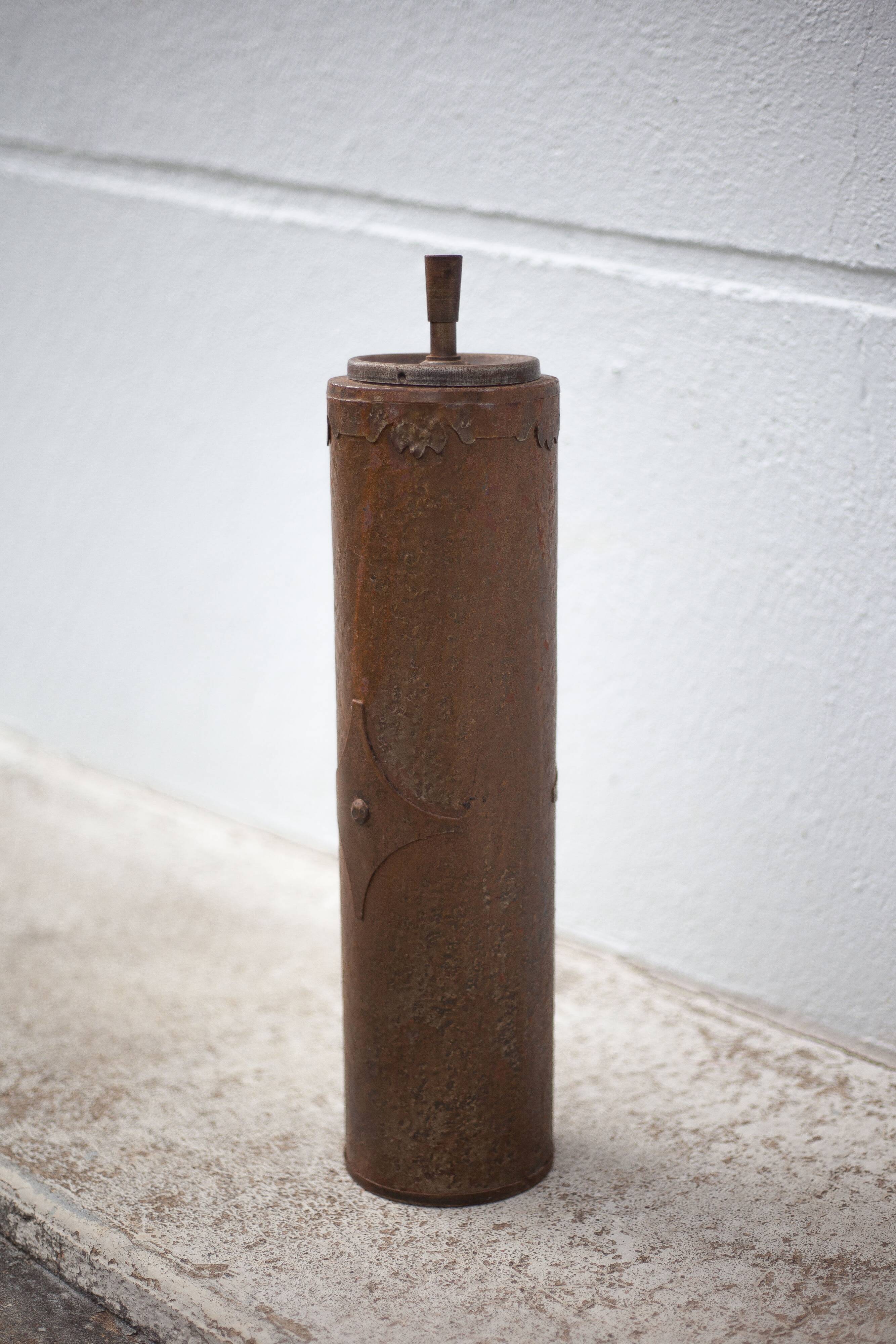 Vintage standing ashtray, push ashtray, brutalist ashtray, metal ashtray, end of sofa