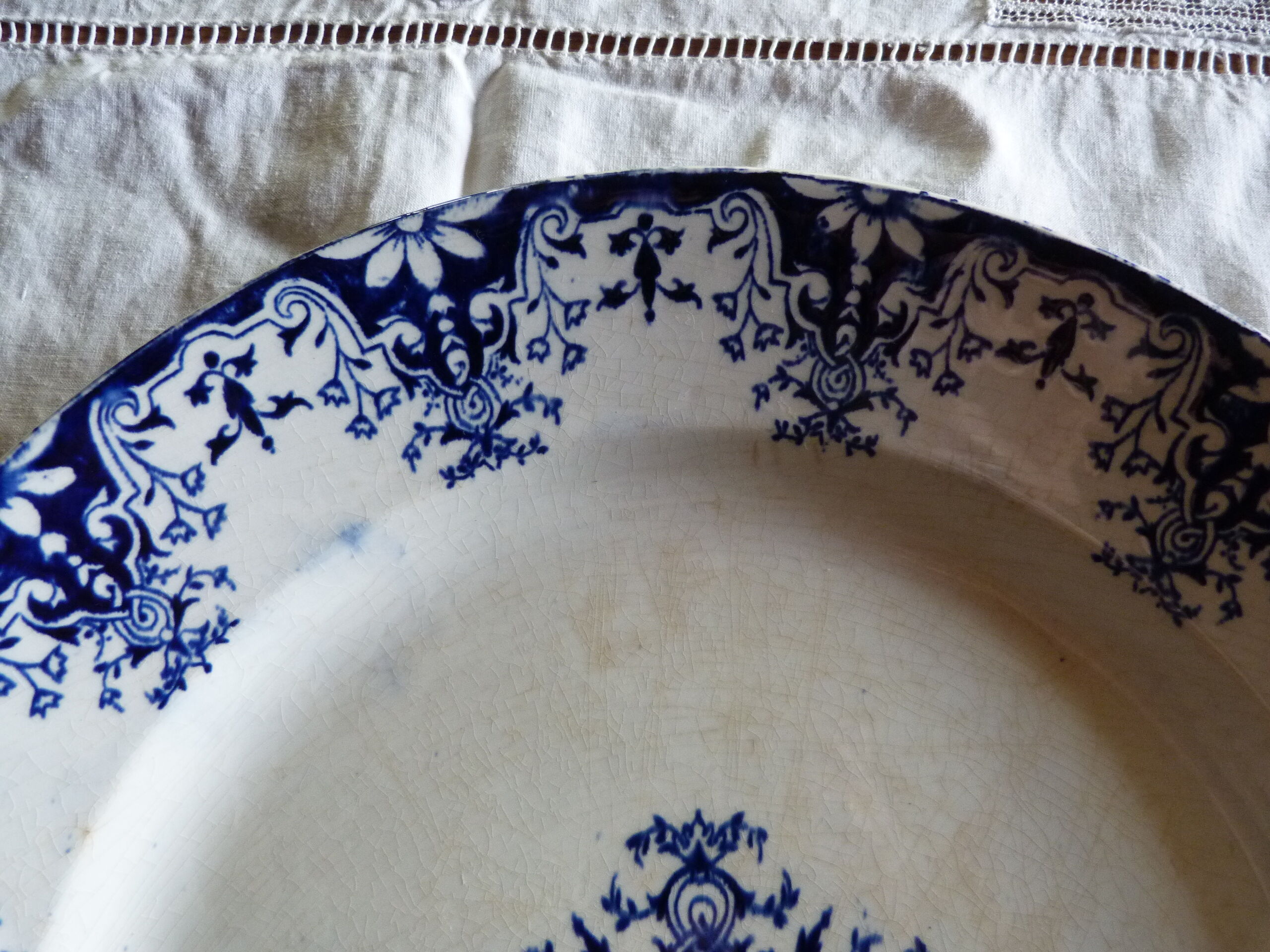 Old ceramic dish Longwy model Rouen