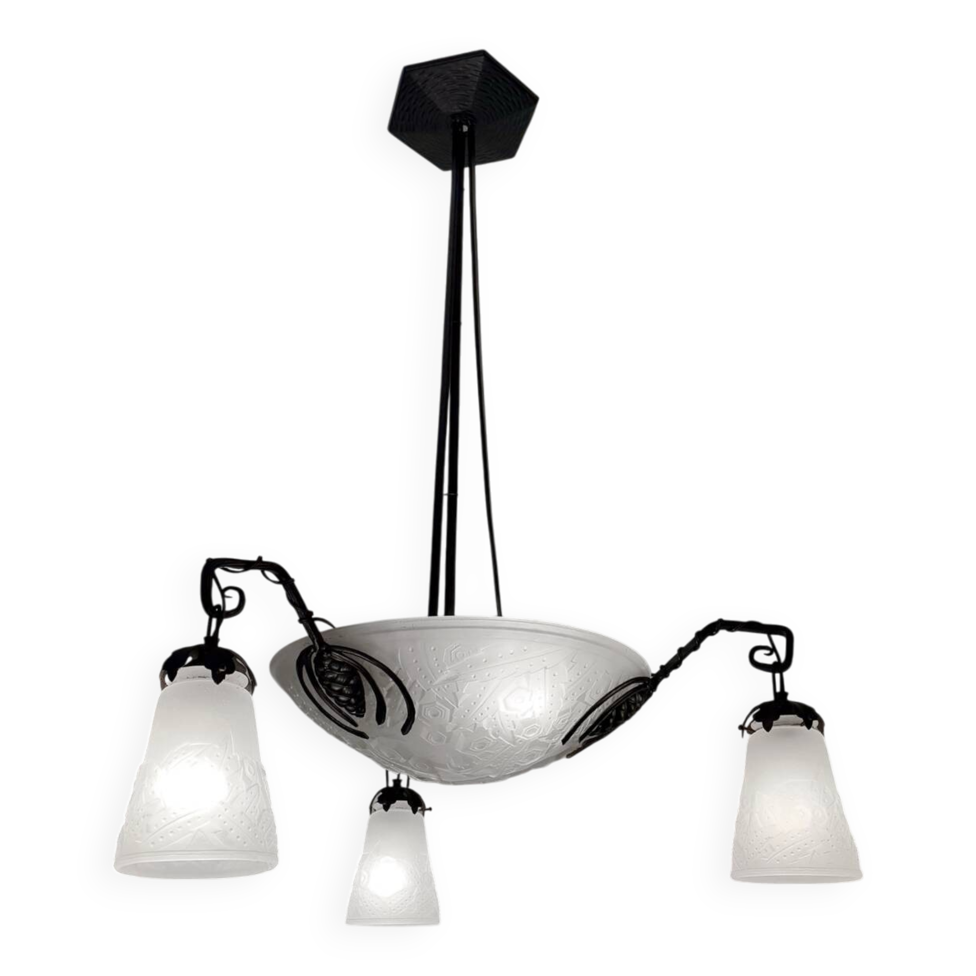 Muller Art Deco glass chandelier