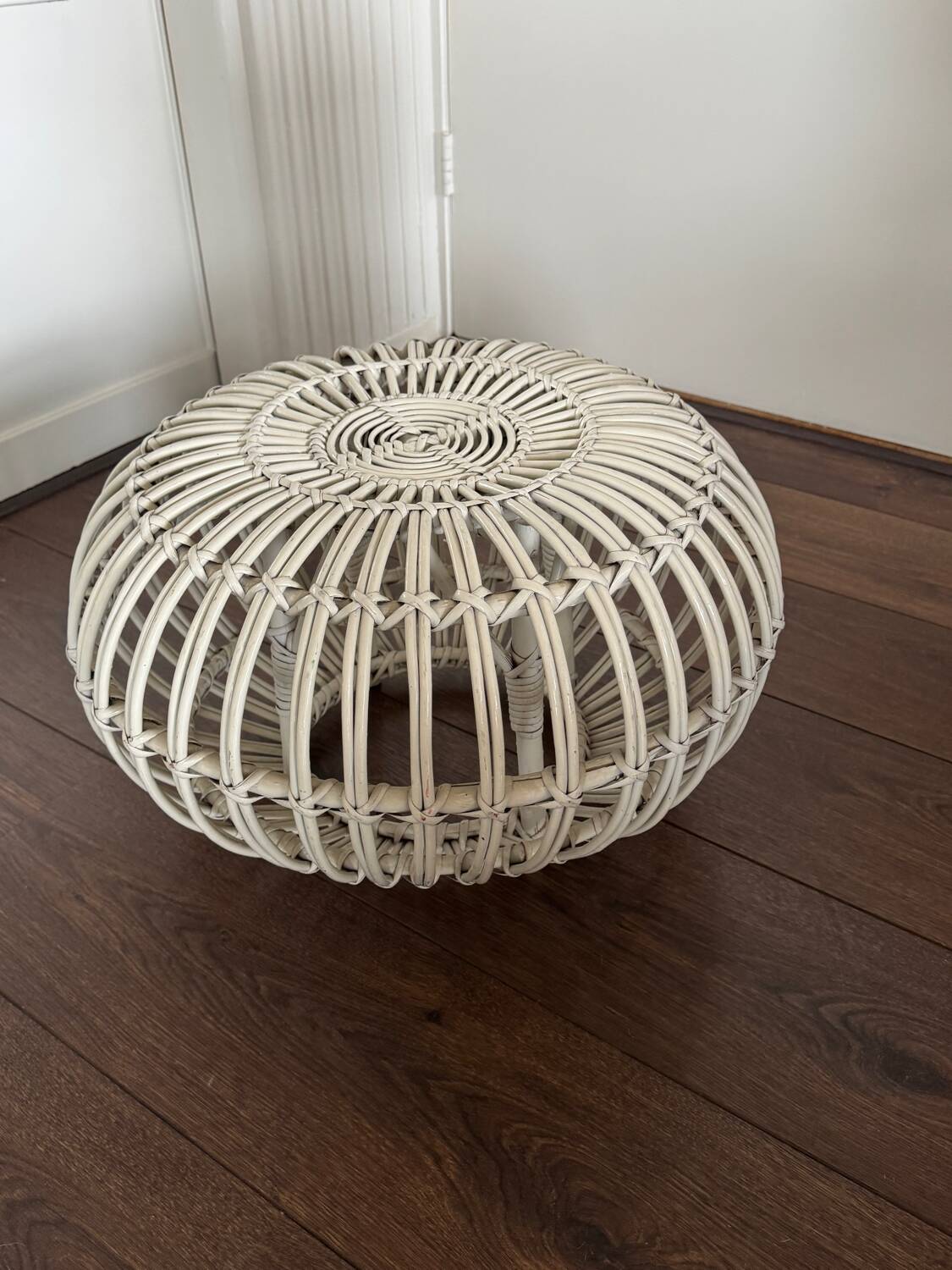 Mid Century Italian rattan bamboo Margherita Ottoman by Franco Albini
