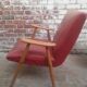 Red armchair with compass feet 50s