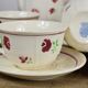 Set of 6 coffee cups his coffee teapot and milk teapot.