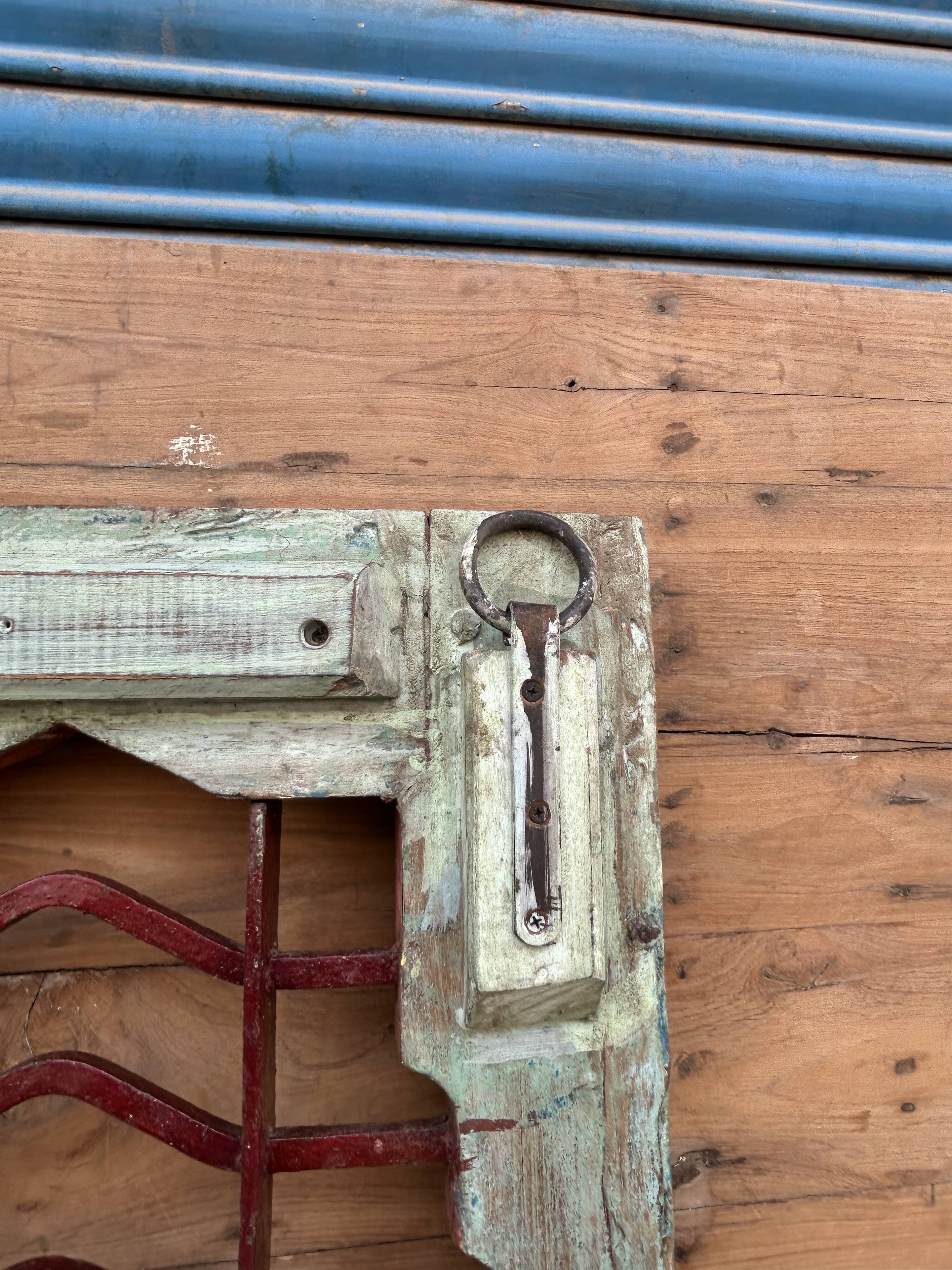 Art Deco patio door in Burmese teak with original patina.