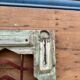 Art Deco patio door in Burmese teak with original patina.