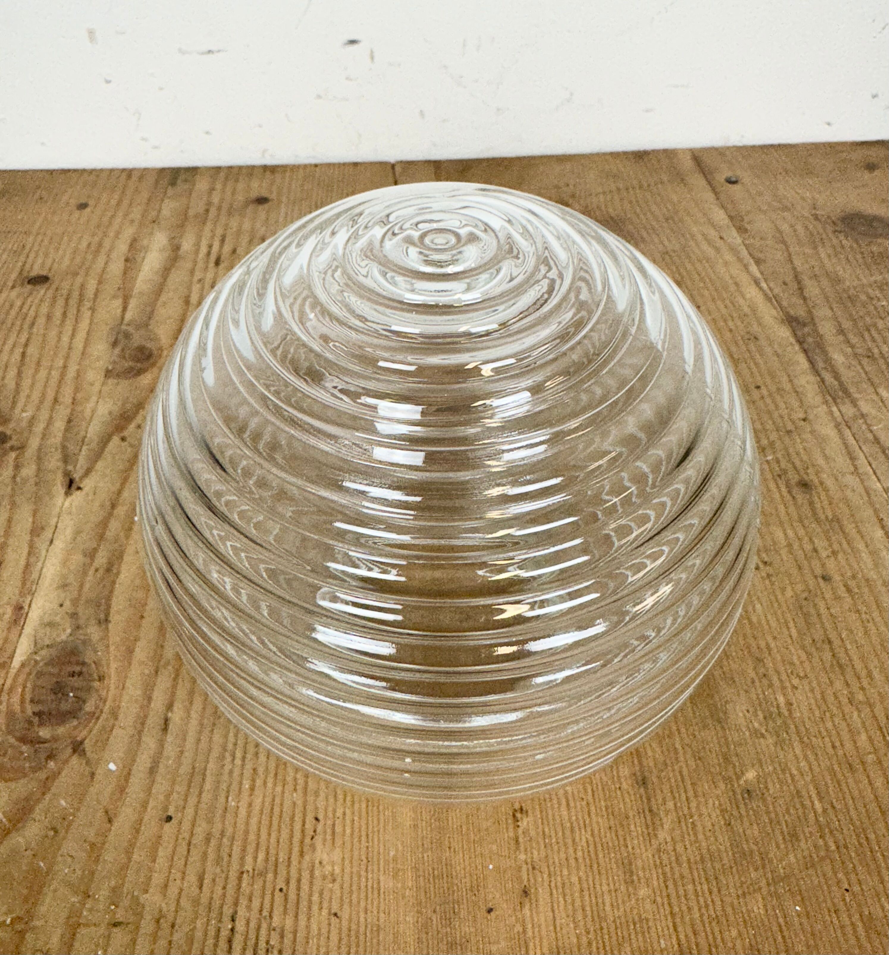 Industrial bakelite pendant light with ribbed glass, 1970s