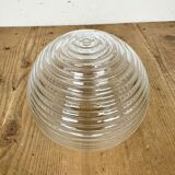 Industrial bakelite pendant light with ribbed glass, 1970s