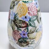 Painted Porcelain Flower Vase by Bassano with a Floral Pattern, Italy