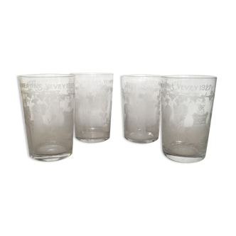 Set of 4 engraved cups "Vevey winegrowers' festival 1927"
