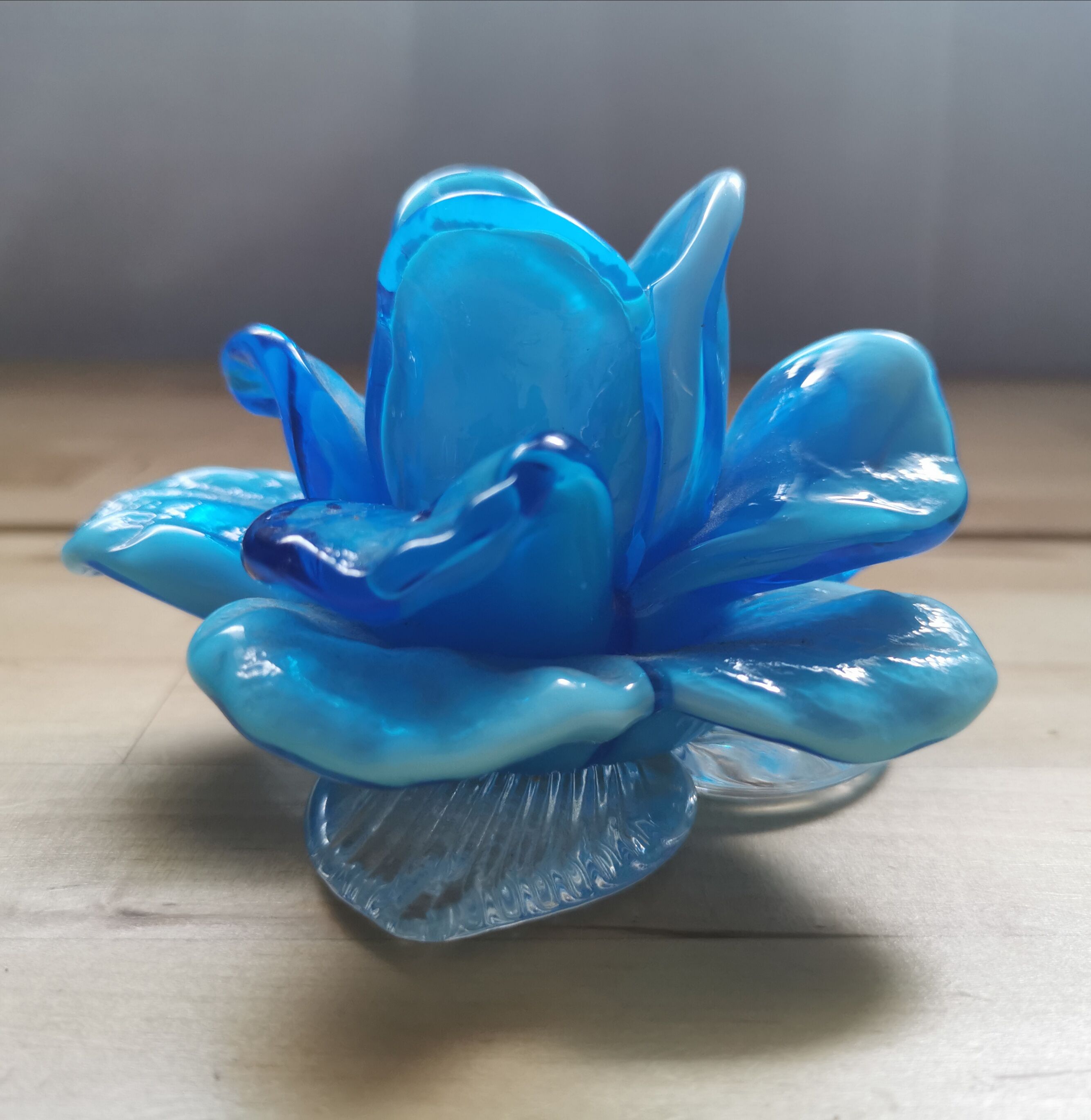 Murano blue blue blown glass flower candlestick