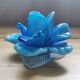 Bougeoir fleur verre soufflé bleu Murano