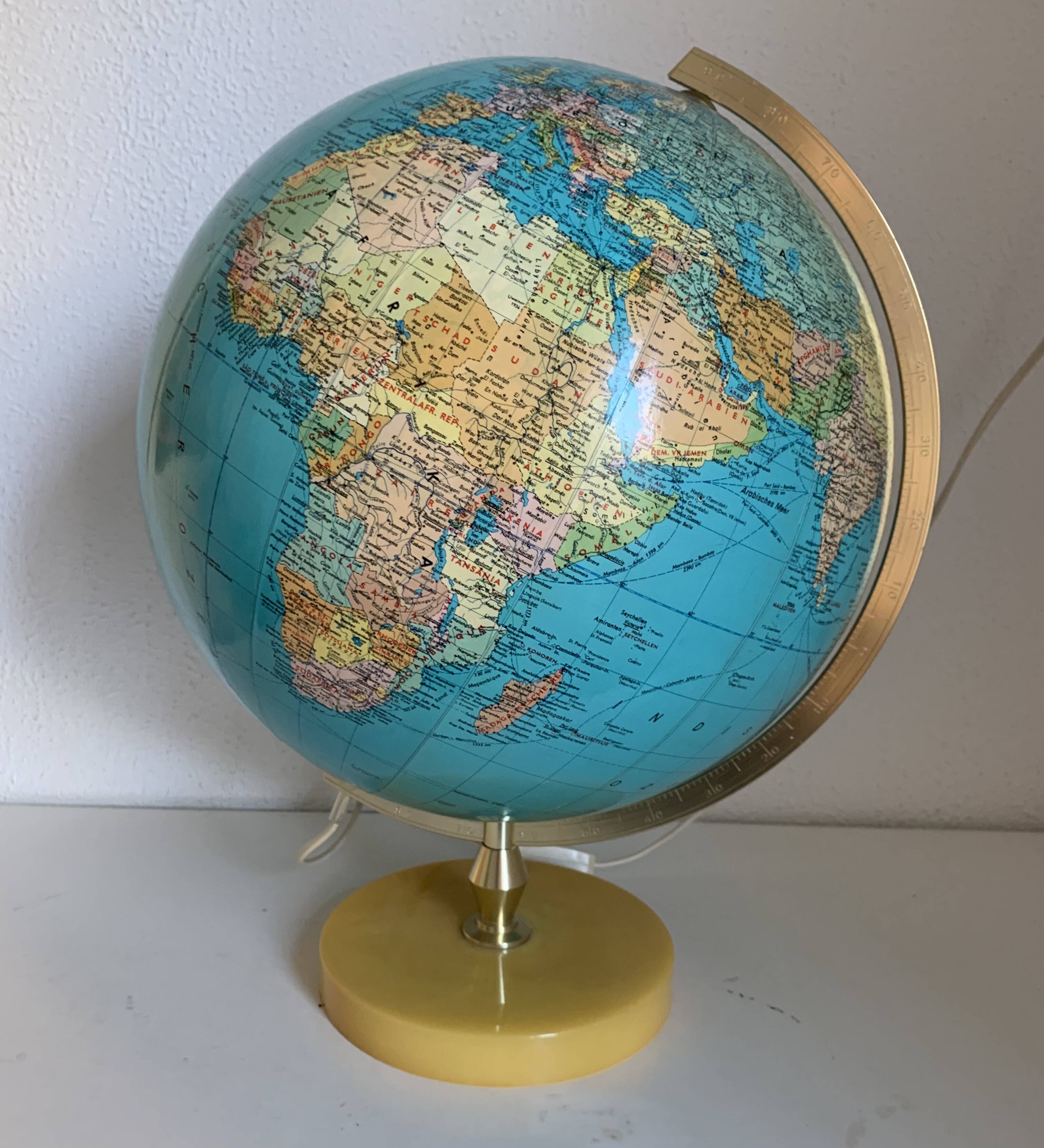 Grand globe vintage 1970 terrestre pvc jro verlag - 44 cm