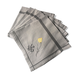 Ensemble de 6 serviettes monogrammes