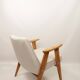Vintage armchair beige and oak wood modern design 366