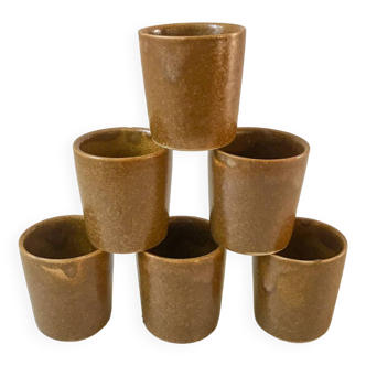 set of 6 stoneware espresso cups in 1970