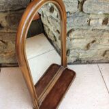 Arched rattan mirror with shelf/vintage 60s-70s