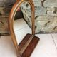 Arched rattan mirror with shelf/vintage 60s-70s