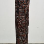 Art Deco Asian Style Carved Wood Floor Lamp, 1930s