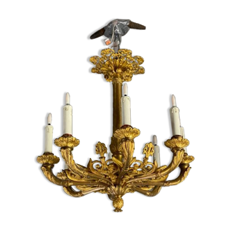 Lustre en bronze doré 8 bras de lumière, france première moitié du xixème siècle