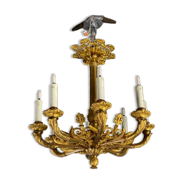 Golden bronze lustre 8 bras de lumière, france first half of the 19th century