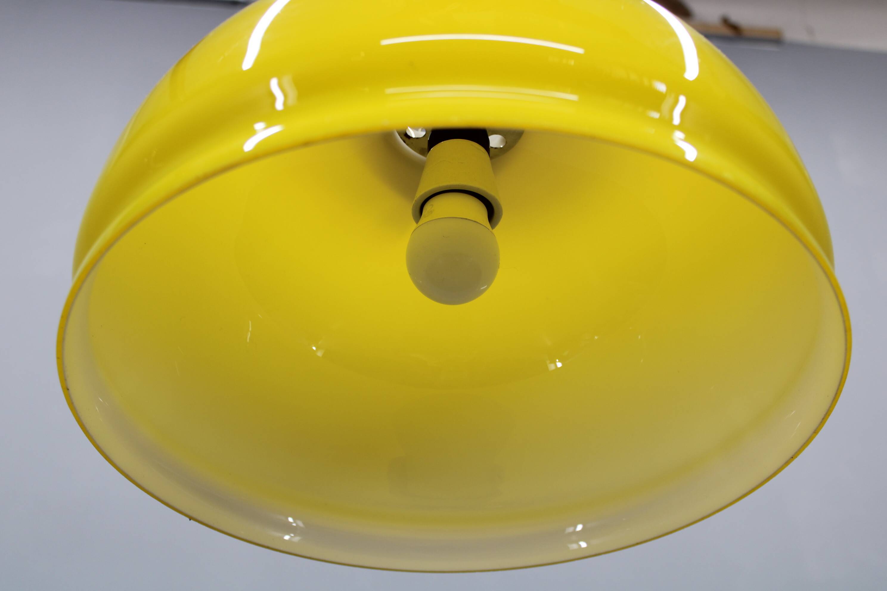 1970s Yellow Glass Pendant Light , Czechoslovakia