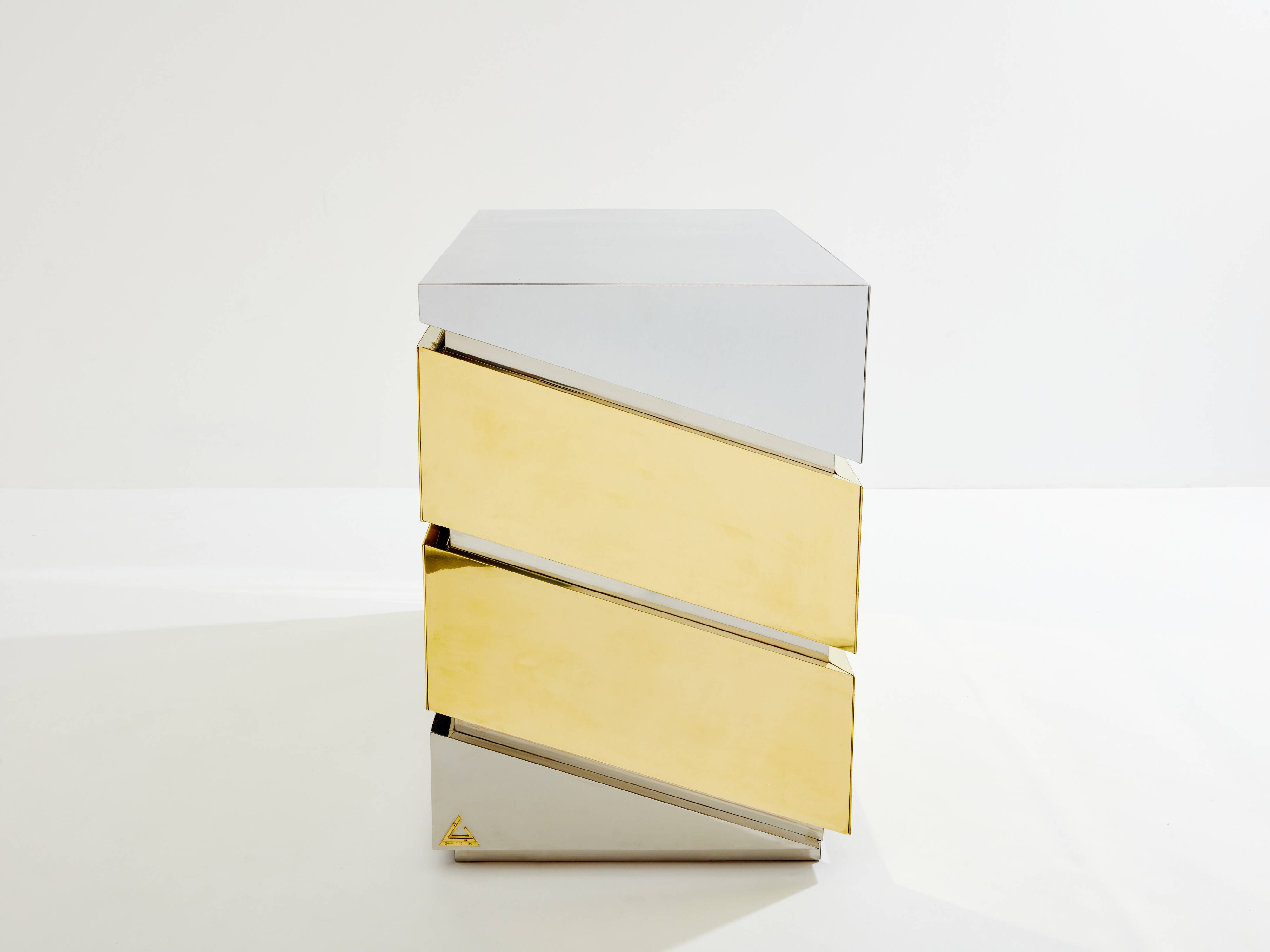Gabriella Crespi model Mr Mme chest of drawers chrome brass 1972