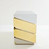 Commode chrome laiton 1972 Gabriella Crespi modèle Mr Mme