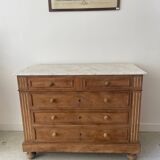 Sandblasted chest of drawers with white marble top